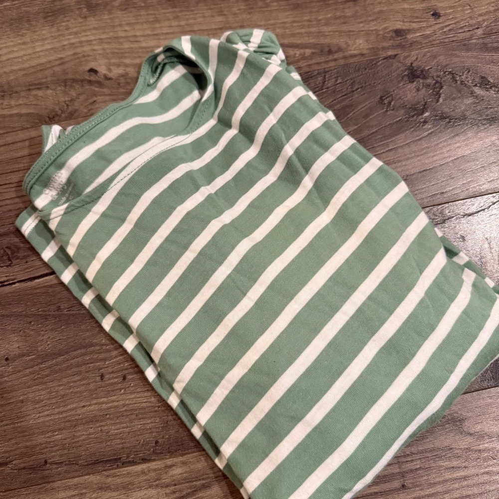 Crown & Ivy‎ Womens XXL Green White Striped Puff Sleeve Blouse Crew Neck Top